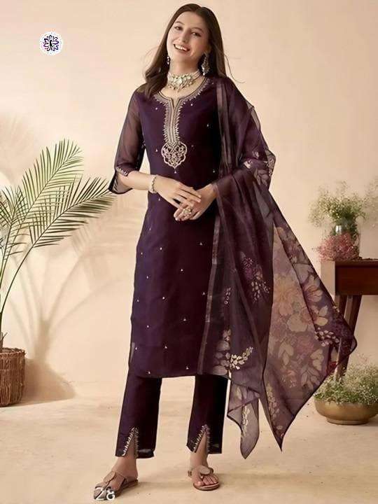 KF-5119 BY ASLIWHOLESALE DESIGNER PURE CHANDERI EMBROIDERY DRESSES-0096