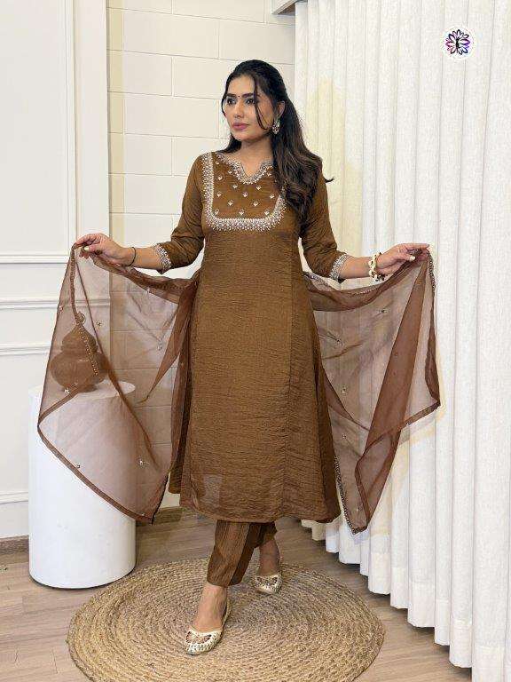 KF-6021 BY ASLIWHOLESALE DESIGNER PURE VICHITRA SILK EMBROIDERY DRESSES-00096