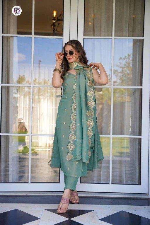 KF-640 BY ASLIWHOLESALE DESIGNER PURE VISCOSE CHANDERI EMBROIDERY DRESSES-00096
