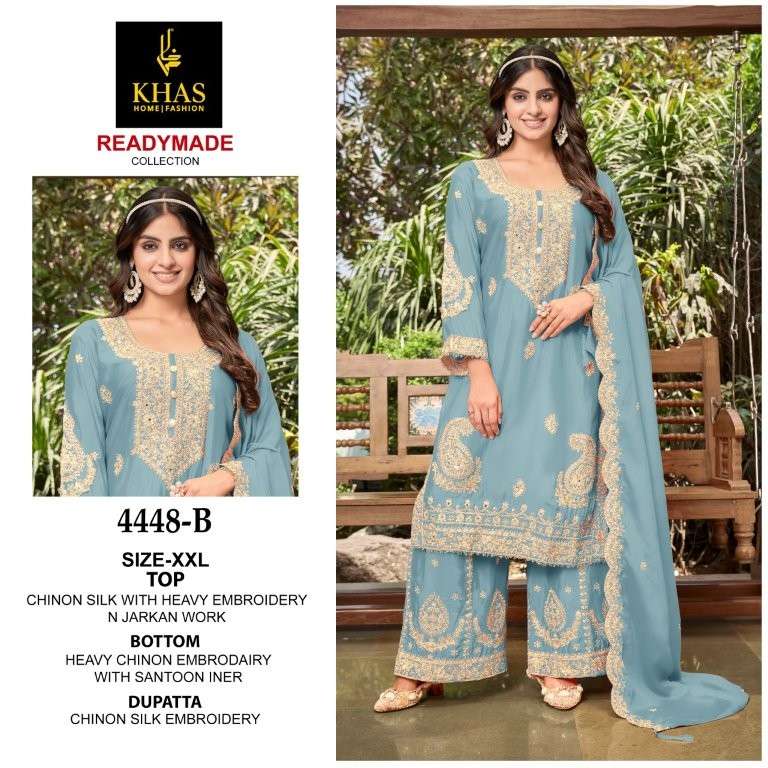 KHAS- 4448 COLOURS PURE CHINON SILK  PAKSITANI DRESSES-00062