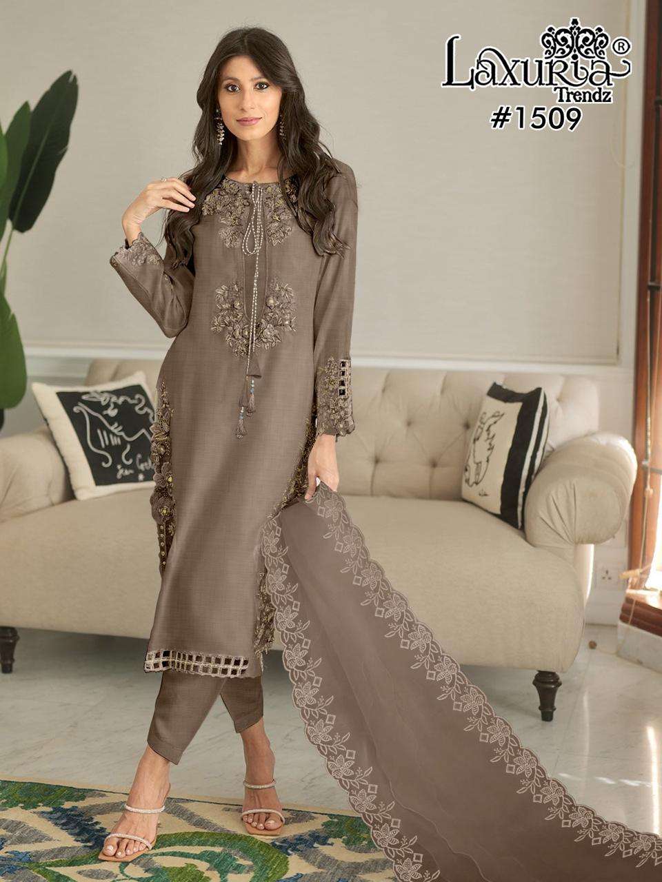 LAXURIA 1509 BY LAXURIA TRENDZ HEAVY DESIGNER SOFT BSY SLUB WORK DRESSES-00005