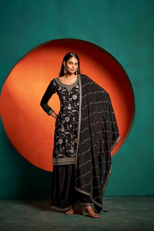 LOVELY BY ASLIWHOLESALE DESIGNER PURE CHINON SILK EMBROIDERY DRESSES-00150