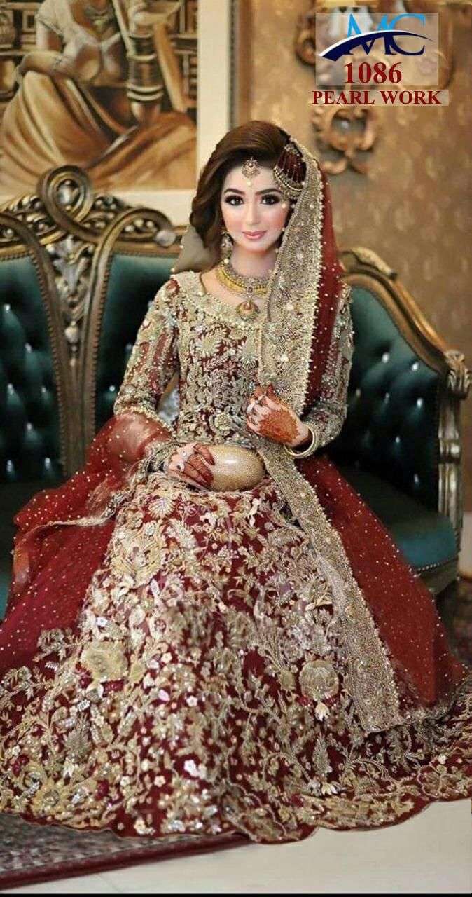 MANSI CREATION MC-1086 HEAVY 9000 VELVET EMBROIDERY BRIDAL LEHENGA-00080