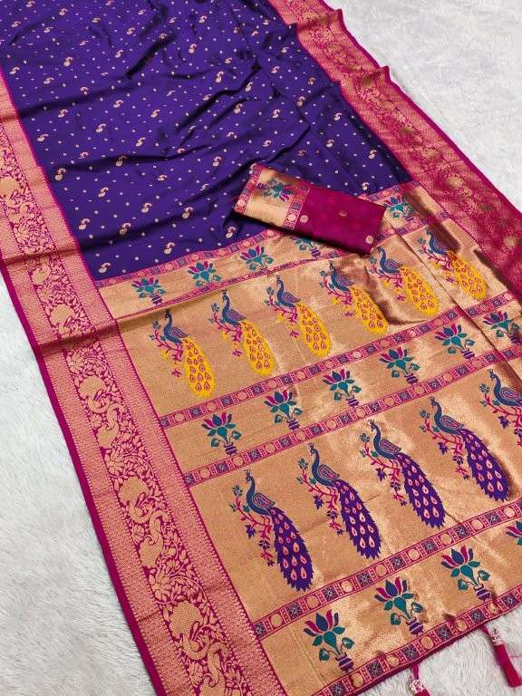 MB-25 RAJGHARANA PAITHANI BY ASLIWHOLESALE DESIGNER PURE PAITHANI SILK SAREES-00049