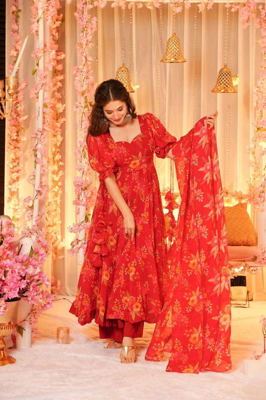 MC-1055 BY ASLIWHOLESALE DESIGNER PURE ORGANZA PRINTED DRESSES-00249