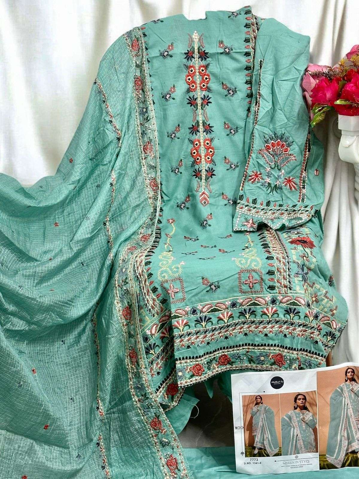  MEHBOOB TEX 1341 SERIES HEAVY COTTON PRINT PATCH EMBROIDERED DRESSES-0062