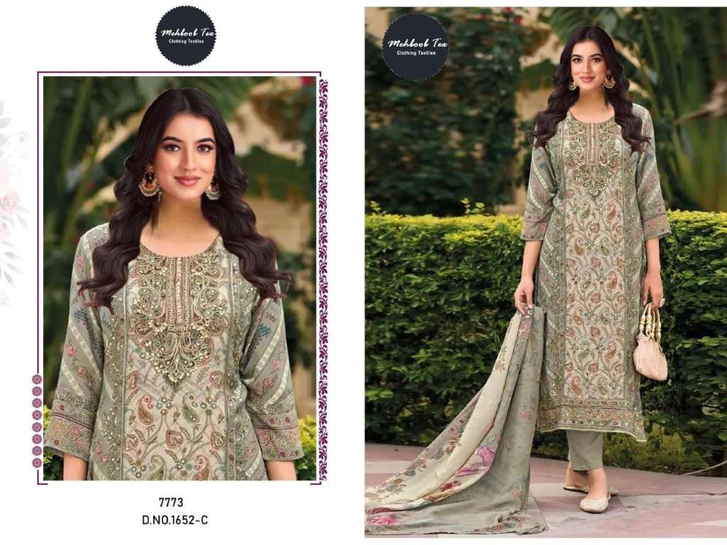 MEHBOOB TEX M-1652 SERIES HEAVY COTTON PRINTED EMBROIDERY PAKISTANI DRESSES-00062