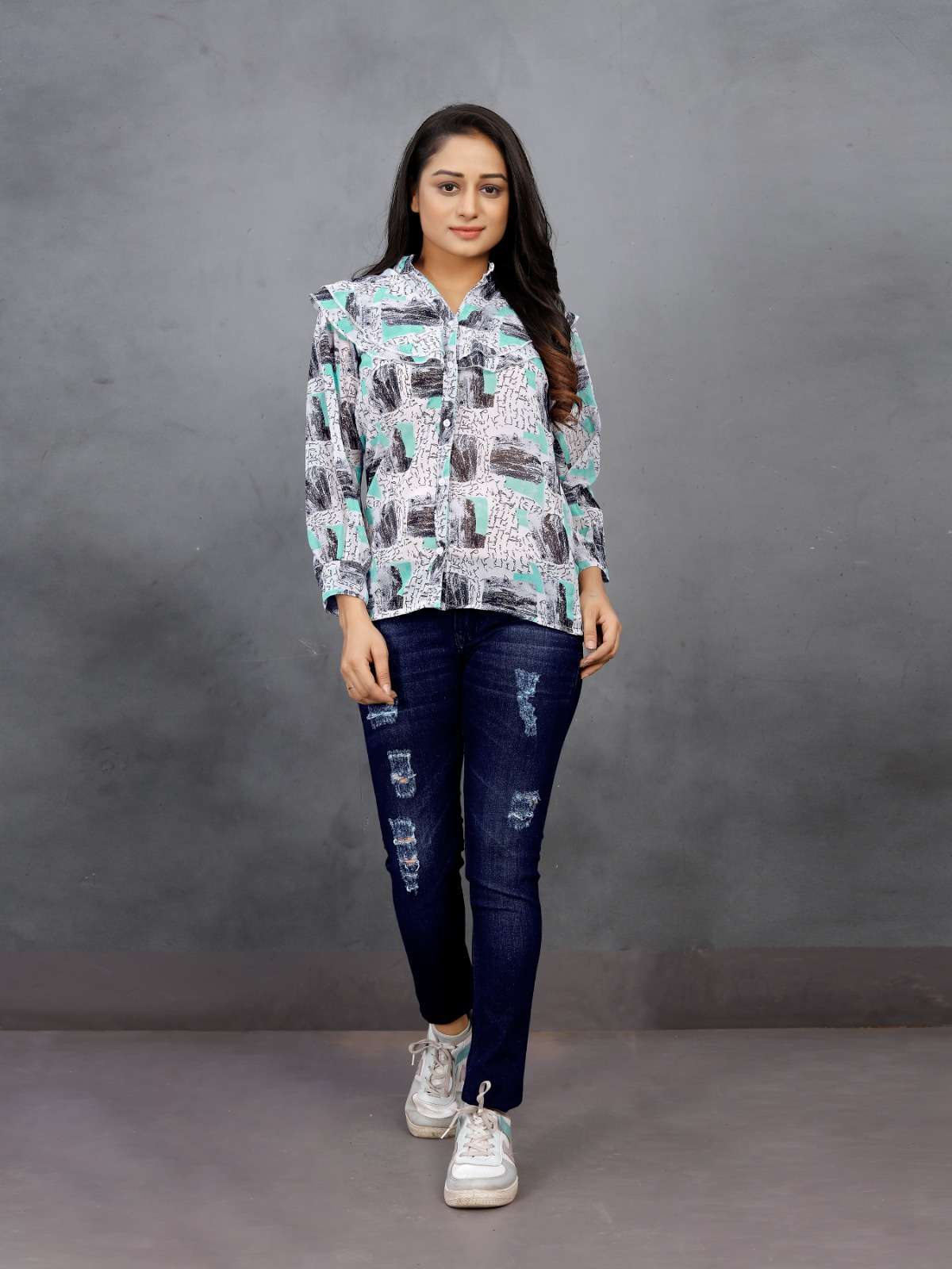 MOKSH INTERNATIONAL VERONICA  VOL-1 PURE GEORGETTE  PRINTED TOP -00154