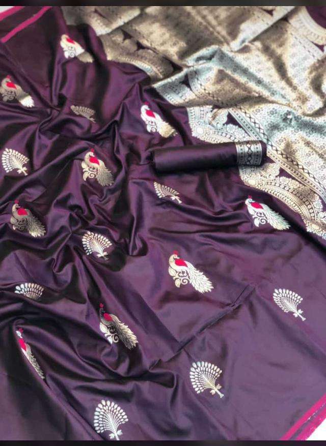 MOR BY ASLIWHOLESALE DESIGNER PURE LICHI SILK SAREES-00230