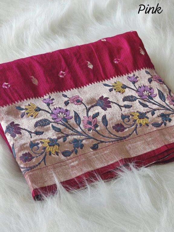 MURNAL BY ASLIWHOLESALE DESIGNER PURE VISCOSE RAW SILK SAREES-00282