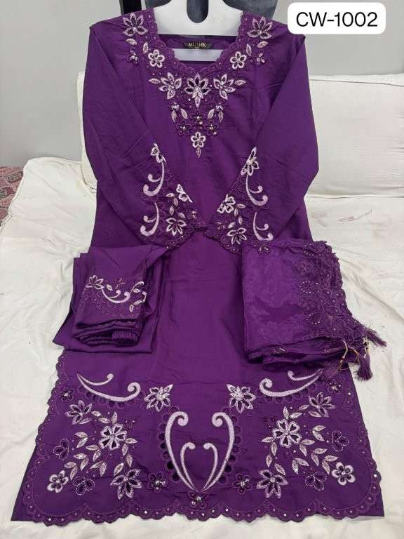 MUSHK CW-1002 NX DESIGNER HEAVY RAGGA ROMAN SILK HEAVY EMBROIDERED DRESSES-00011
