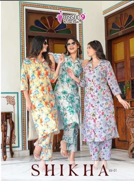 MYSTIC9 SHIKHA VOL-1 PURE LINEN PRINTED KURTIS-00140