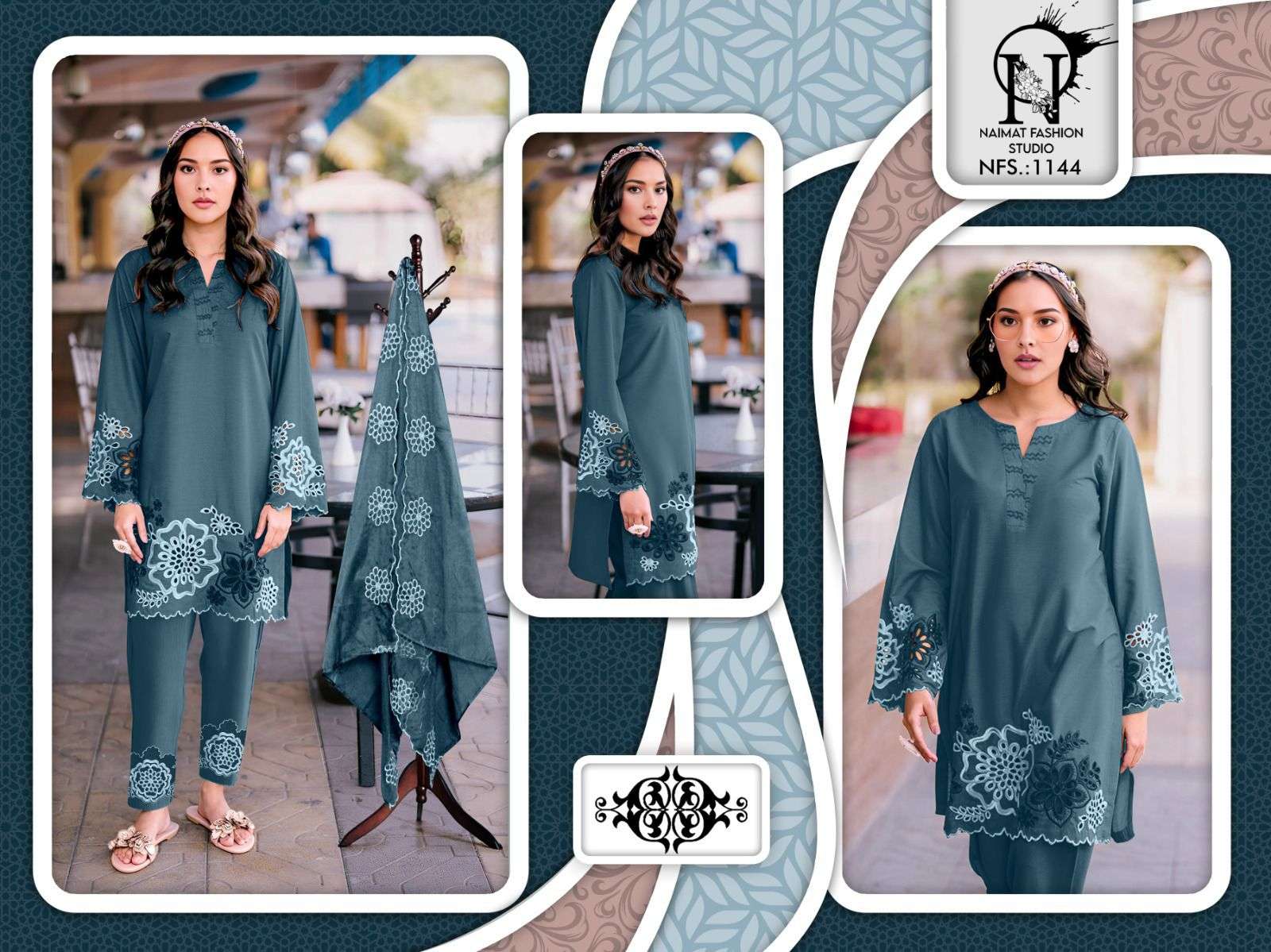 NAIMAT FASHION STUDIO NFS-1144 PURE FANCY EMBROIDERY PRINTED PAKISTANI DRESSES-00088