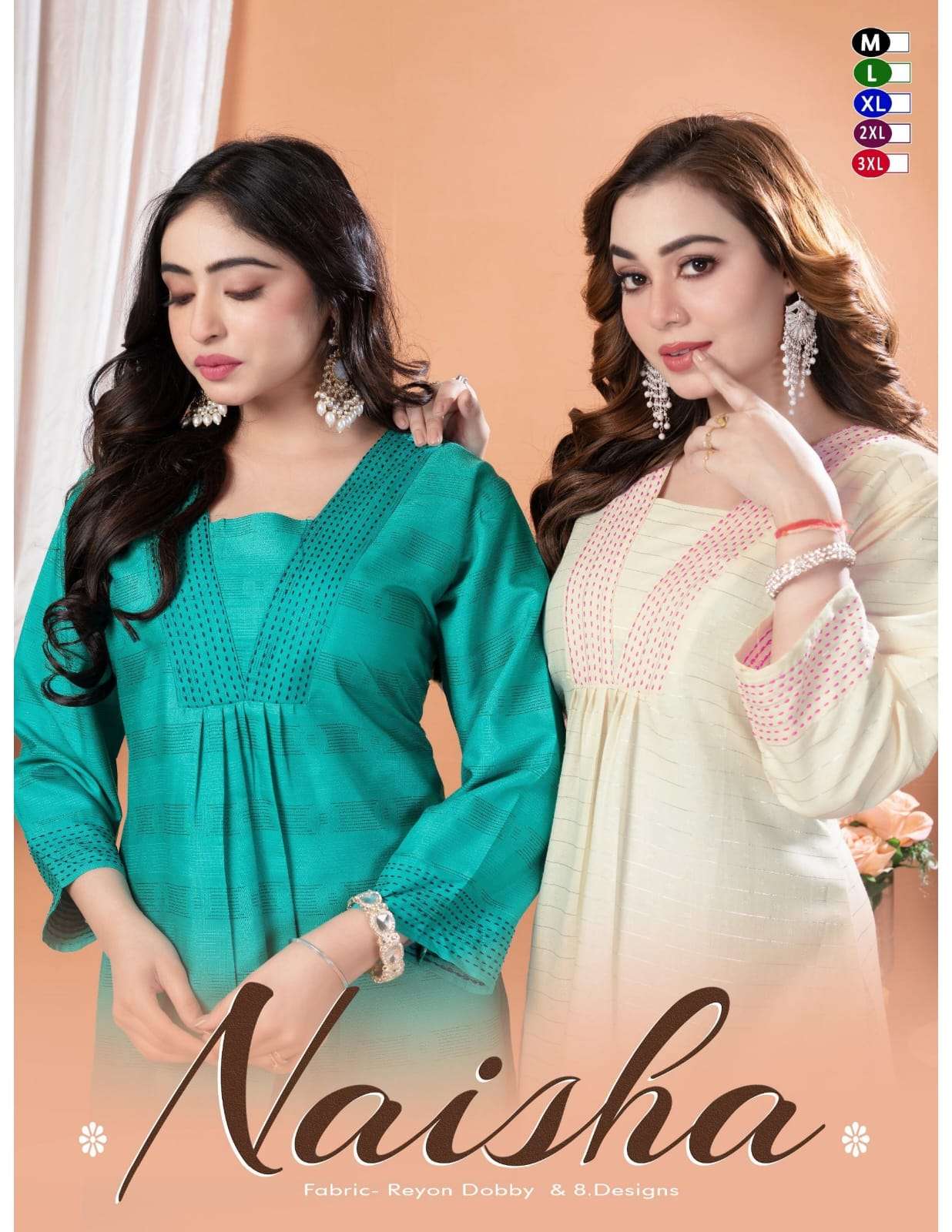 NAISHA BY ASLIWHOLESALE DESIGNER PURE RAYON KURTIS-00093