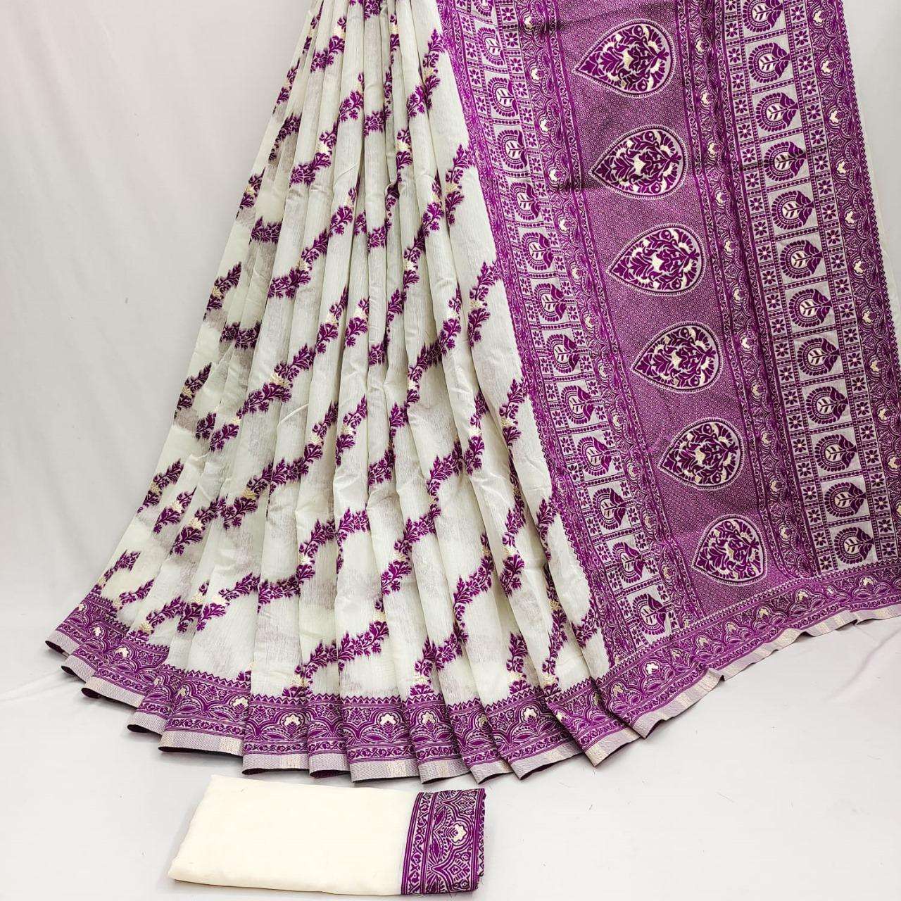 NARI BY ASLIWHOLESALE DESIGNER PURE CHANDERI SILK COTTON SAREES-00046