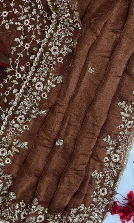 NC-5461 COLOUR  BY ASLIWHOLESALE DESIGNER PURE CHIFFON EMBROIDERY SAREE-00219
