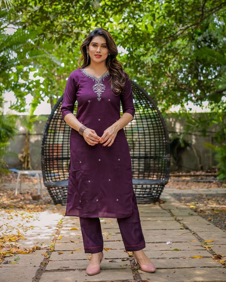 NEETI VOL-22 BY ASLIWHOLESALE DESIGNER PURE ROMAN SILK EMBROIDERY KURTIS-00239