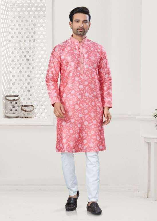 OUTLUK VOL-138 138001 TO 138008 SERIES PURE SILK PRINTED MENS WEAR KURTA PAJAMAS-00033