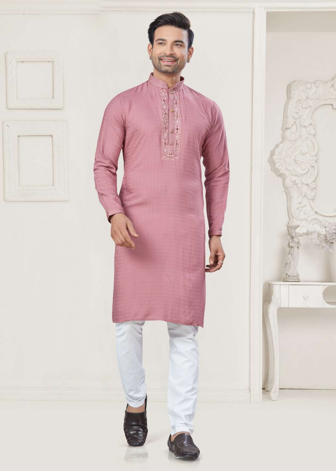 OUTLUK VOL-38 3801 TO 3806 SERIES PURE COTTON EMBROIDERY MENS WEAR KURTAS-00033