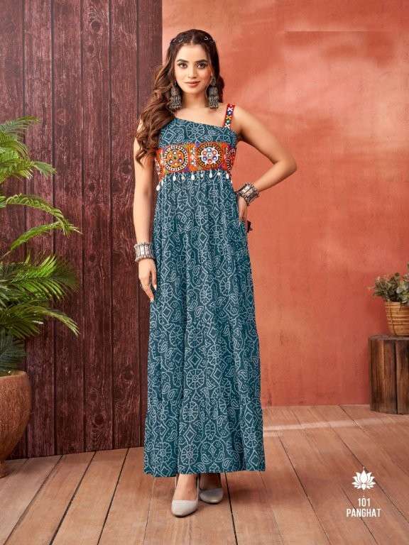 PANGHAT VOL-1 BY ASLIWHOLESALE DESIGNER PURE FAUX BLOOMING GEORGETTE EMBROIDERY PRINTED KURTIS-00013