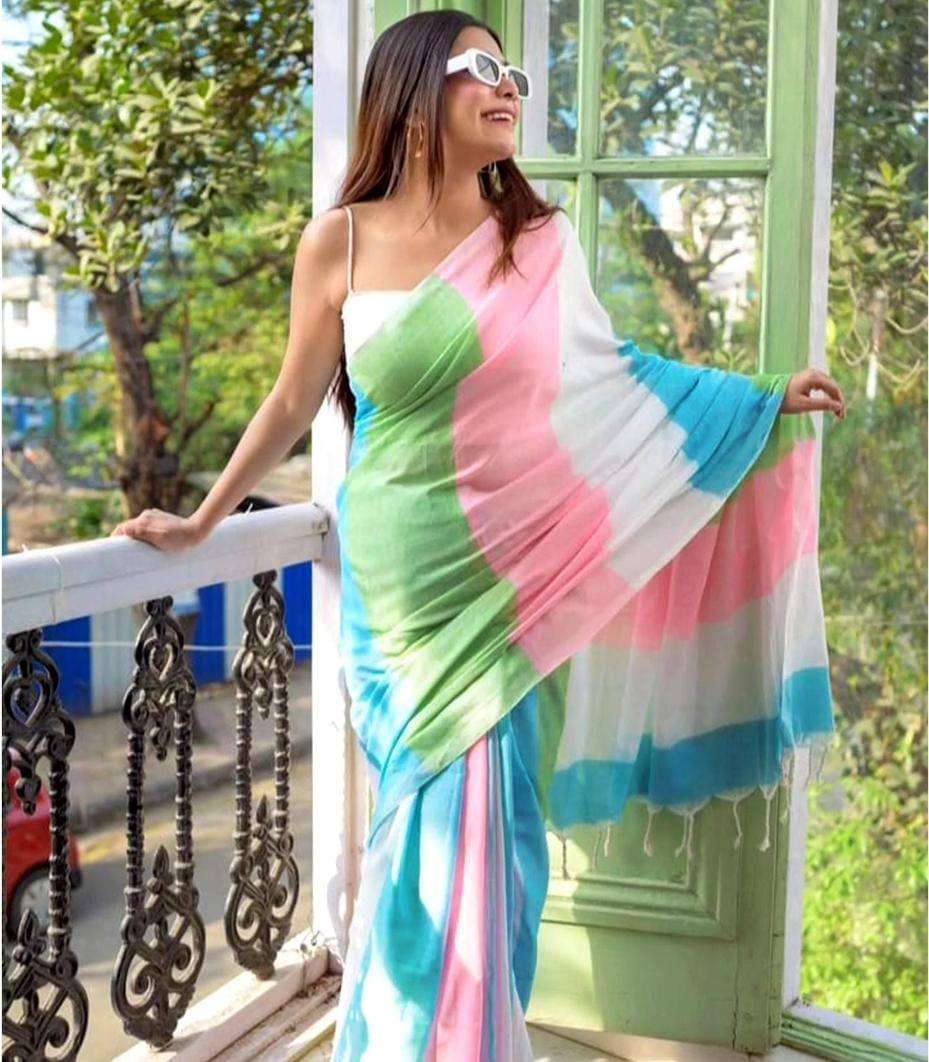 PARI BY ASLIWHOLESALE DESIGNER PURE LINEN COTTON PRINTED SAREES-00279