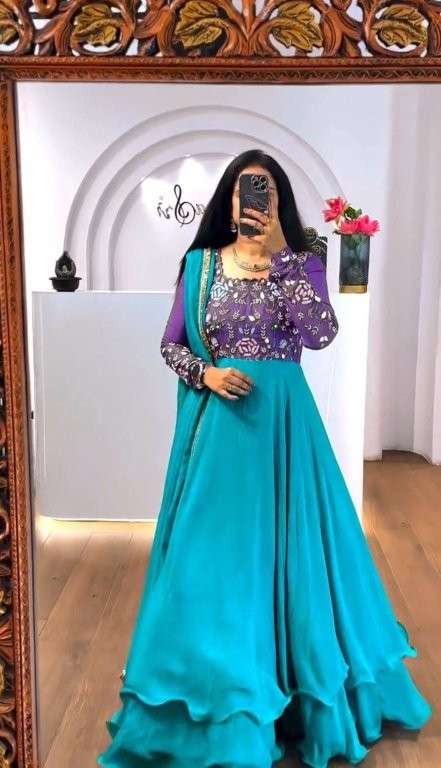 PC-512 BY ASLIWHOLESALE DESIGNER PURE CHINNON SILK EMBROIDERY DRESSES-00045