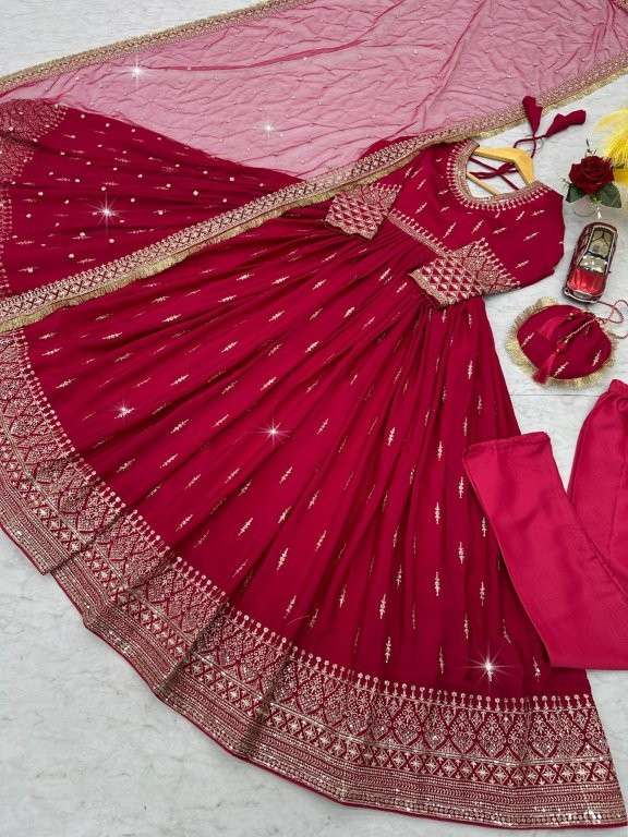 PF-039 COLOUR BY ASLIWHOLESALE DESIGNER PURE CHINON SILK DRESSES-00045