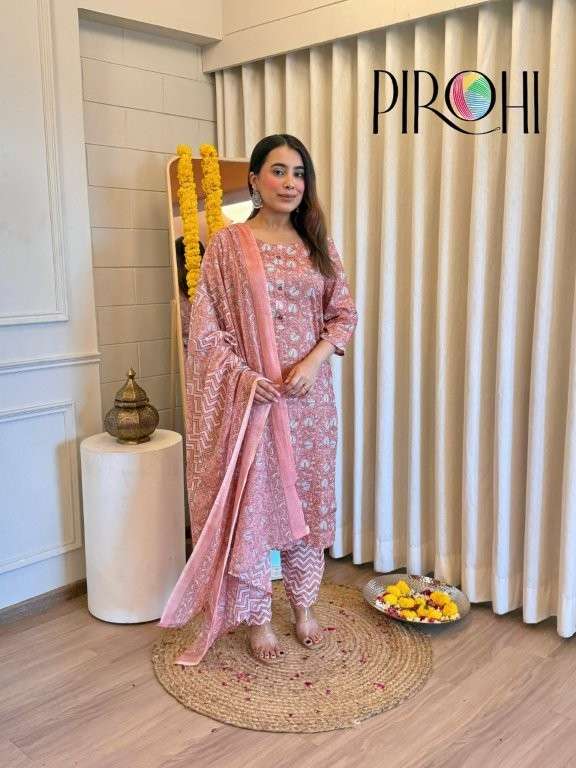 PIROHI RADHA PURE COTTON PRINTED DRESSES-000140