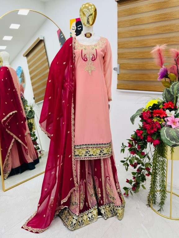 PREITY BY ASLIWHOLESALE DESIGNER PURE FAUX GEORGETTE EMBROIDERY PRINTED DRESSES-00267