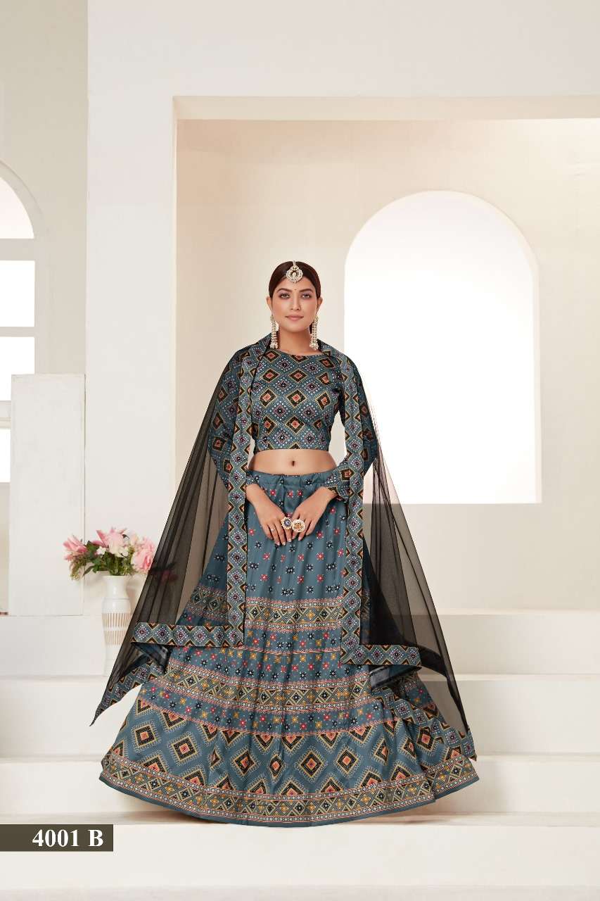 PRIMARILY BLUE VOL-1 BY ASLIWHOLESALE DESIGNER PURE SILK LEHENGAS-00060