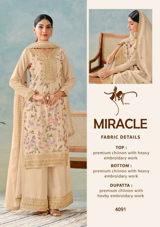 RADHA TRENDZ MIRACLE 4091 TO 4094 SERIES PURE CHINON EMBROIDERY DRESSES-00150