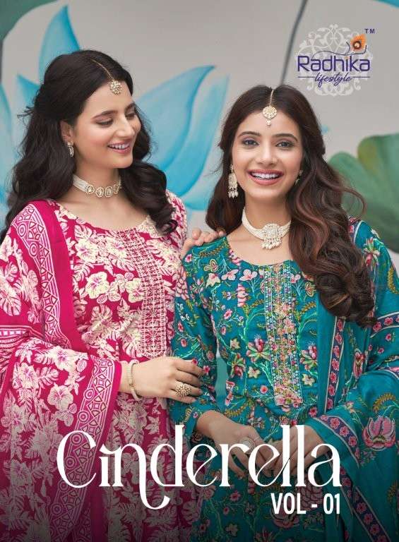 RADHIKA LIFESTYLE CINDERELLA VOL-01 PURE COTTON PRINTED EMBROIDERY DRESSES-00140