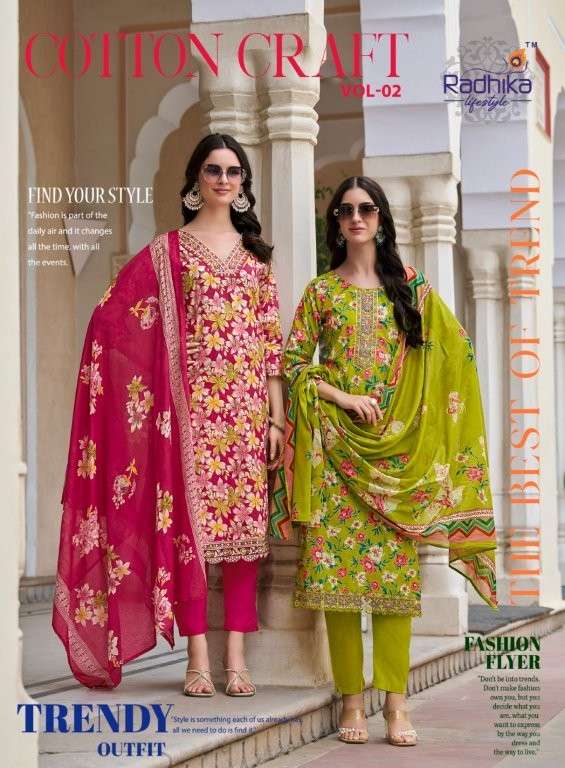 RADHIKA LIFESTYLE COTTON CRAFT VOL-02 2001 TO 2008 SERIES PURE COTTON PRINTED DRESSES-00140