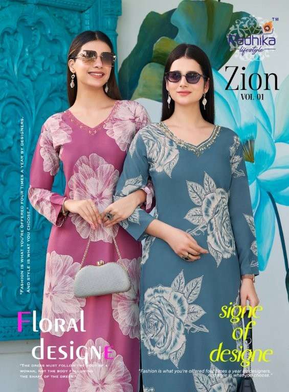 RADHIKA LIFESTYLE ZOIN VOL-01 PURE RAYON PRINTED KURTIS-00140