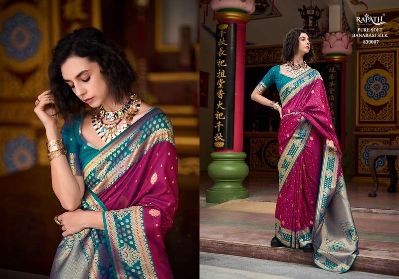 RAJPATH SAMRUDDHI SILK COLOUR  830001 TO 830008 SERIES PURE BANARASI SILK SAREES-00137