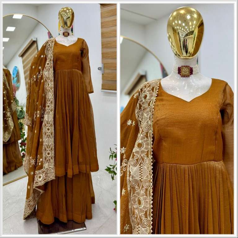 RAKHI COLOUR BY ASLIWHOLESALE DESIGNER PURE FANCY GOLD CRAZY EMBROIDERY PRINTED DRESSES-00267