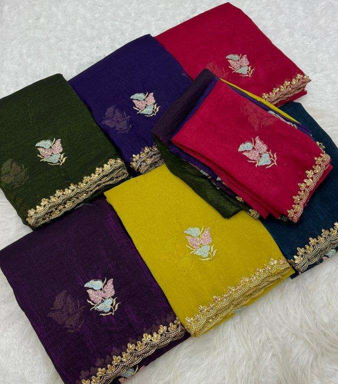 RASHI BY ASLIWHOLESALE DESIGNER PURE CRUNCHY SILK SAREES-00256