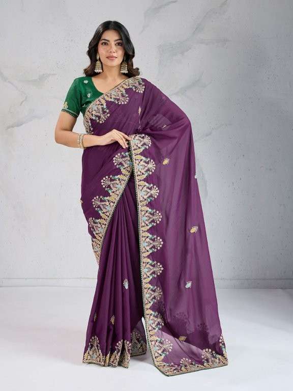 RCB BY ASLIWHOLESALE DESIGNER PURE GEORGETTE  EMBROIDERY PRINTED SAREES-00066