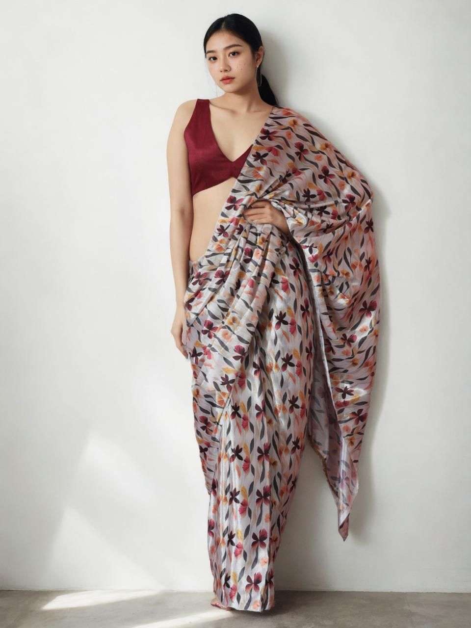 READY TO WEAR SAREES VOL-1 BY ASLIWHOLESALE DESIGNER PURE CHINNON SILK PRINTED SAREES-00285