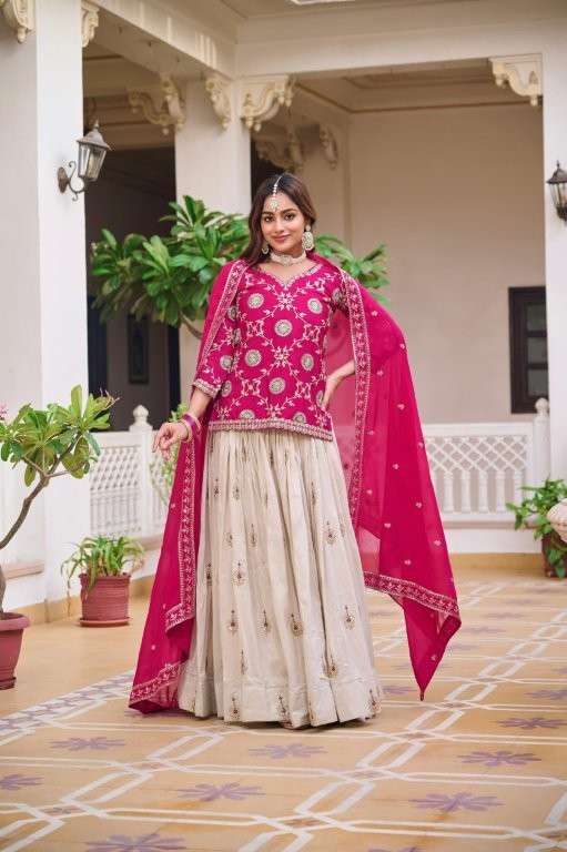 RM-101 BY ASLIWHOLESALE DESIGNER PURE CHINNON EMBROIDERY PRINTED LEHENGAS-00236