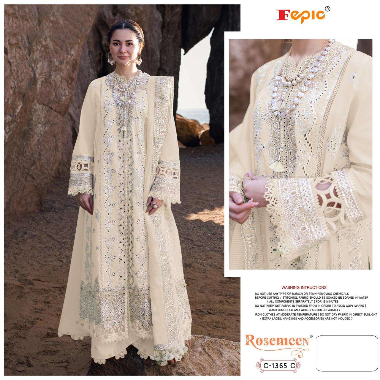 ROSEMEEN C-1365 COLOURS BY FEPIC DESIGNER COTTON EMBROIDERY DRESS-00201