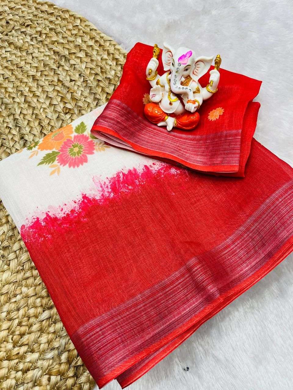 SAKHI VOL-165 BY ASLIWHOLESALE DESIGNER PURE LINEN COTTON PRINTED SAREE-00219