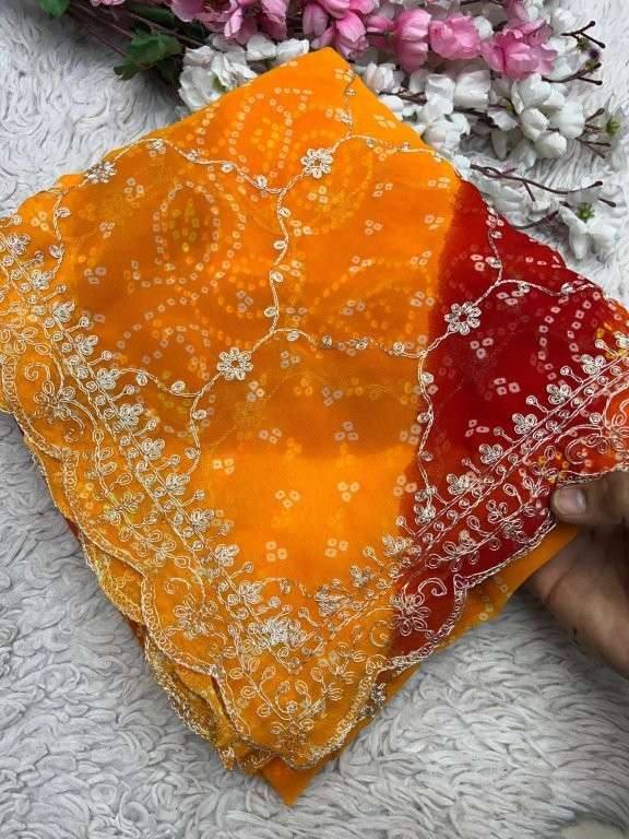SAKHI VOL-172 BY ASLIWHOLESALE DESIGNER PURE BANDHANI GEORGETTE SAREES-00219