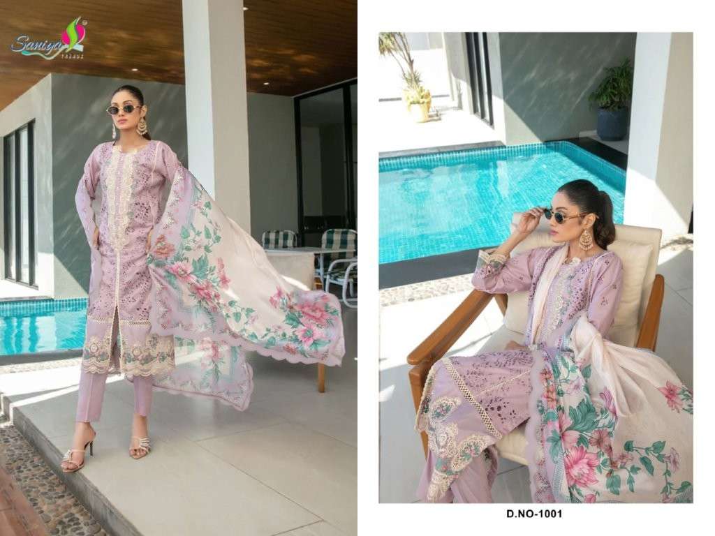 SANIYA TRENDZ TAWAKKAL VOL-1 NX PURE COTTON EMBROIDERY PAKISTANI DRESSES-00071
