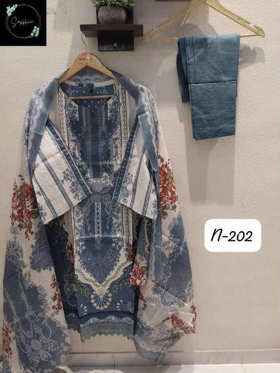 SAPPHIRE AGHA NOORAIN-202 SERIES PURE LAWN PRINTED DRESSES-00272