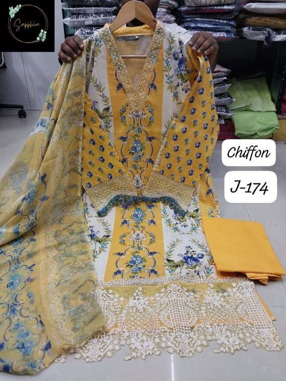 SAPPHIRE JAZMIN VOL-174 PURE LAWN COTTON PRINTED PAKISTANI DRESSES-00272