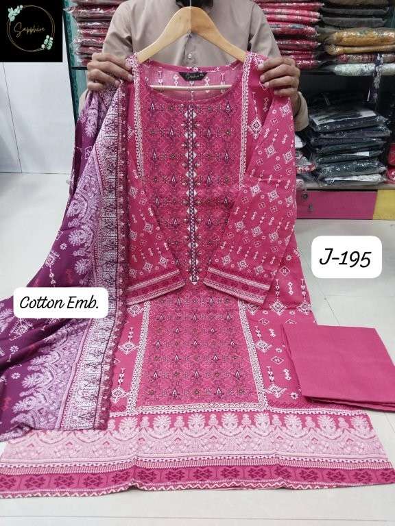 SAPPHIRE JAZMIN VOL-195 PURE LAWN COTTON PRINTED PAKISTANI DRESSES-00272