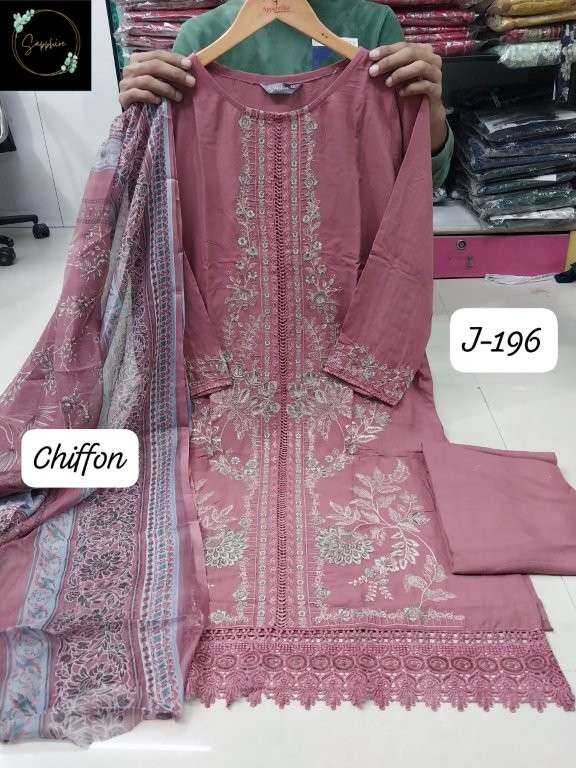 SAPPHIRE JAZMIN VOL-196 PURE RAYON EMBROIDERY PRINTED PAKISTANI DRESSES-00272