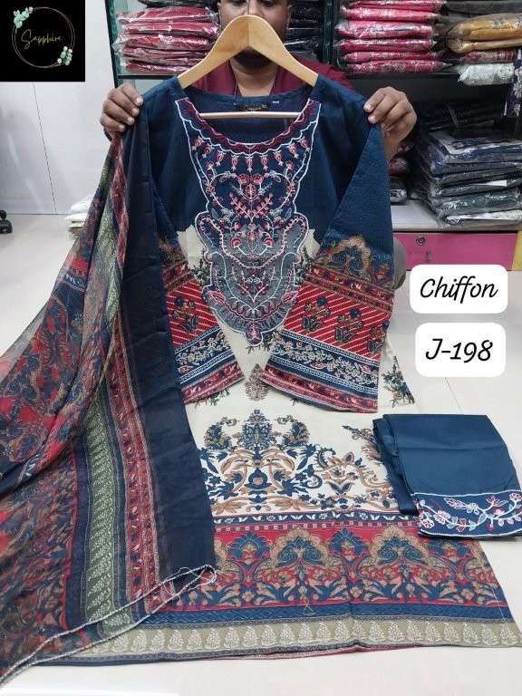 SAPPHIRE JAZMIN VOL-198 PURE LAWN COTTON PRINTED PAKISTANI DRESSES-00272