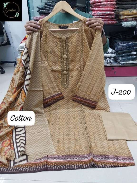 SAPPHIRE JAZMIN VOL-200 PURE LAWN COTTON EMBROIDERY PRINTED DRESSES-00272